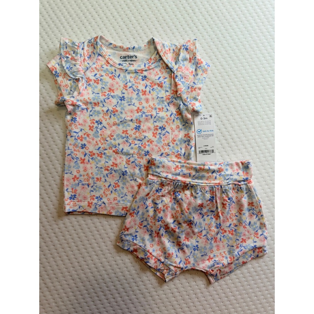 Carters Child of Mine Baby Girls Floral Ruffle Top and Bloomers Set 0-3M NWT